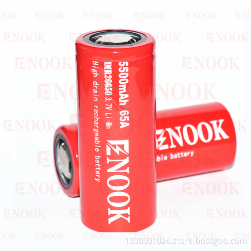 enook 26650 5500mAh 65A high drain 3.7V rechargeable battery with flat top for e-cigars vaping mod